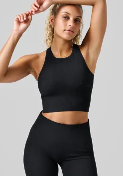 Clearance Multi Rib Seamless Padded Sports Top - Singleter|Crop Tops